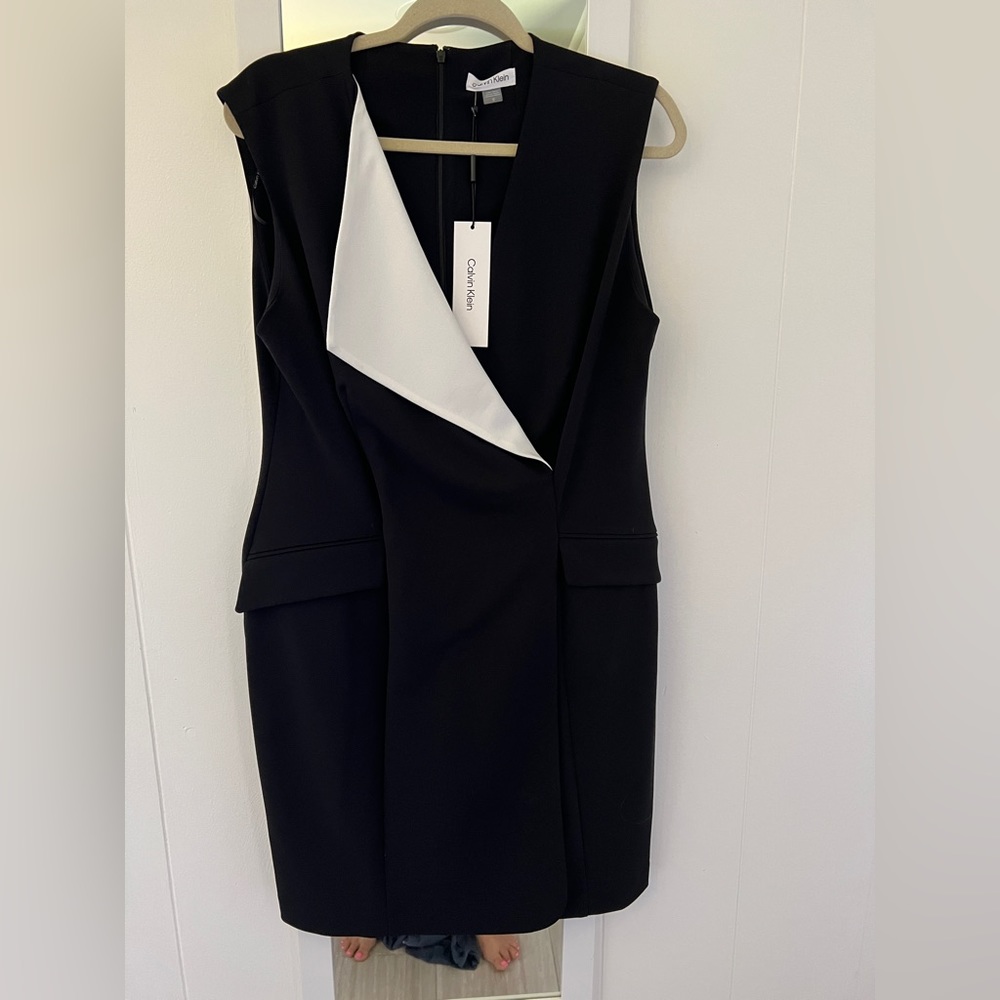 Calvin Klein tuxedo dress. Black and white. NEW WITH TAGS!